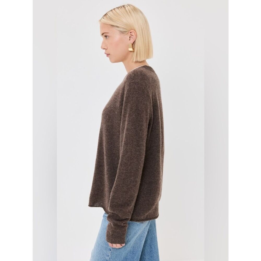Reformation Cashmere Boyfriend Brown Crewneck Sweater Size Small - Picture 3 of 12
